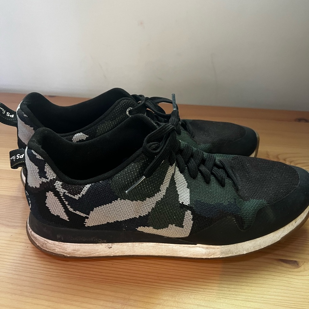 Men's Black and Green Paul Smith Camo Sneakers